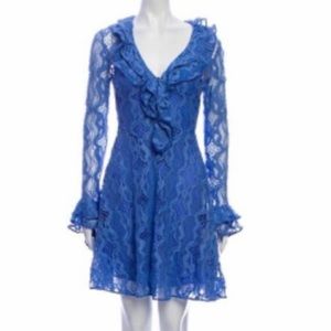 NWT Roberto Cavalli V neck ,  lace Dress Blue M